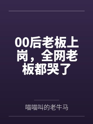 00后老板上岗，全网老板都哭了封面